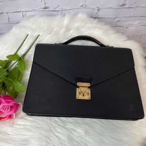Louis Vuitton Black Briefcase 2 Way Epi Leather Vintage